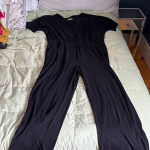 Pact Black Wide-Leg Jumpsuit with Cinched Waist